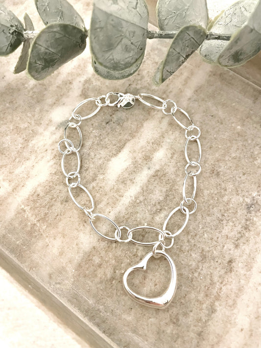925 Sterling Silver chain link bracelet, Silver large link bracelet, 925 sterling silver bracelet, dainty minimalist everyday bracelet