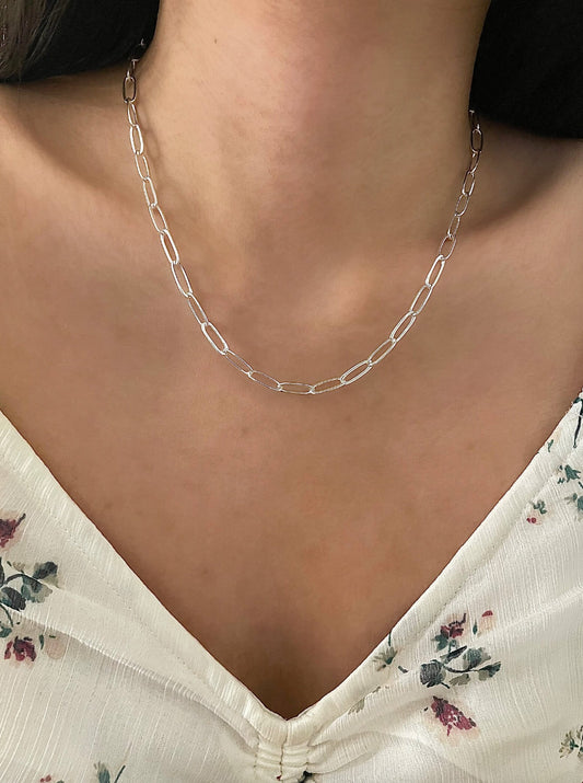 Sterling Silver Paperclip Link Necklace